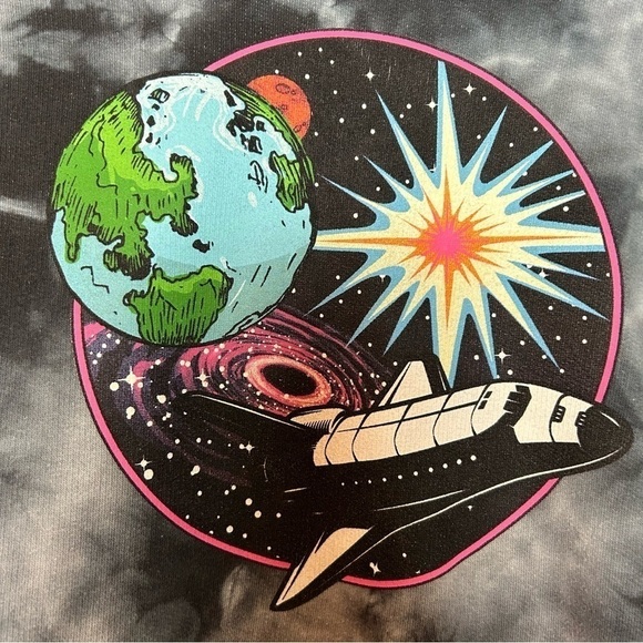 Hyper Space NASA Galaxy Gray Tie Dye Pullover Hoodie Sz. L - Picture 8 of 12